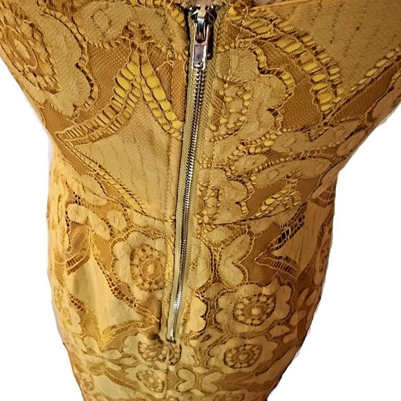 Medium 4SI3NNA Yellow Cotton Poly Blend Knee Length Dress Adjustable Straps - Picture 6 of 10